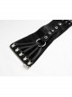 Punk Shimmer Black Leather Metal Buckle Adjustable Slim Belt