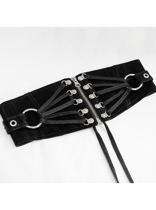 Punk Shimmer Black Leather Metal Buckle Adjustable Slim Belt