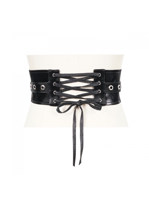 Punk Shimmer Black Leather Metal Buckle Adjustable Slim Belt
