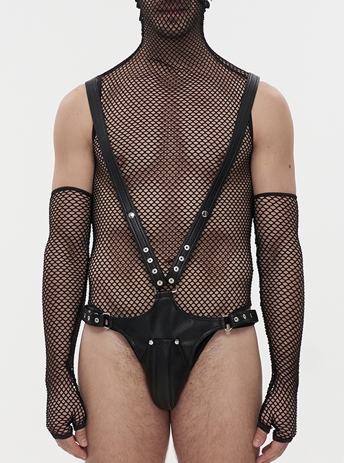 Steampunk Black Adjustable Sexy Leather Harness Male