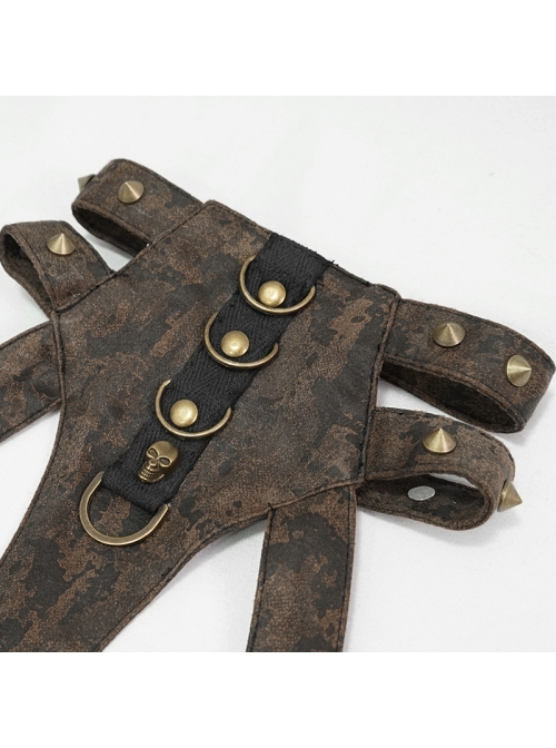 Brown Steampunk Duckbill Buckle Hanging Chain Halter Accessories