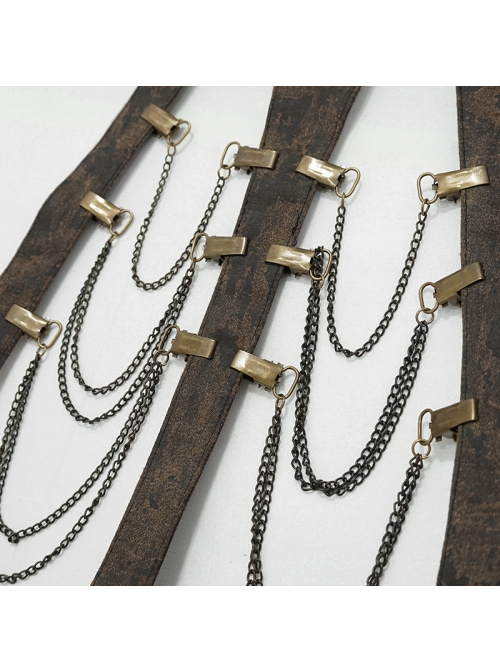 Brown Steampunk Duckbill Buckle Hanging Chain Halter Accessories
