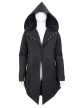 Punk Dark Style Back Splicing Straps Design Black Windproof Fabric Daily Matching Hooded Casual Male Coat