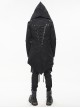 Punk Dark Style Back Splicing Straps Design Black Windproof Fabric Daily Matching Hooded Casual Male Coat
