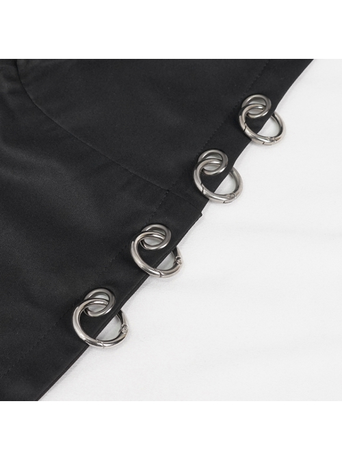 Punk Dark Style Back Splicing Straps Design Black Windproof Fabric Daily Matching Hooded Casual Male Coat