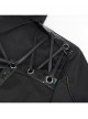 Punk Dark Style Back Splicing Straps Design Black Windproof Fabric Daily Matching Hooded Casual Male Coat