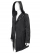 Punk Dark Style Back Splicing Straps Design Black Windproof Fabric Daily Matching Hooded Casual Male Coat