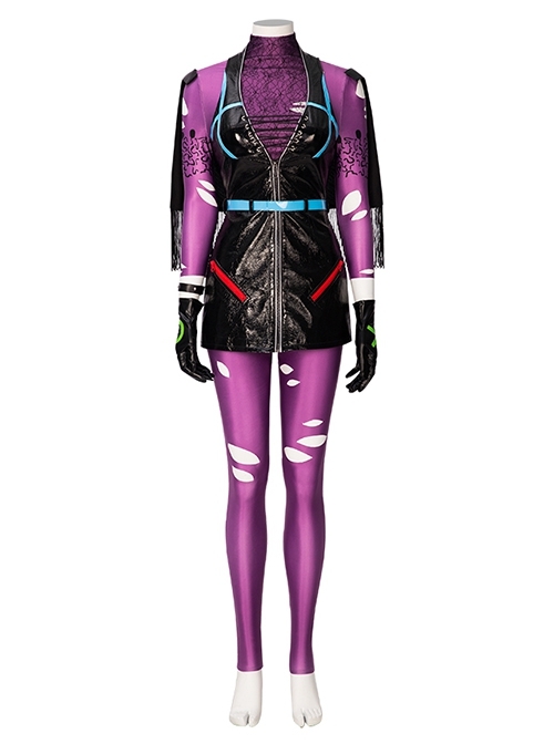 DC Comics Punchline Alexis Kaye Black Leather Vest Suit Halloween Cosplay Costume Set