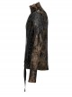 Punk Asymmetric Metal Buckle Side Button Tie-Dye High Neck Basic Black-Yellow Long Sleeve T-Shirt Male