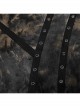 Punk Asymmetric Metal Buckle Side Button Tie-Dye High Neck Basic Black-Yellow Long Sleeve T-Shirt Male