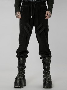 Punk Doomsday Metal Symmetrical Splicing Black Corduroy Long Pants Male