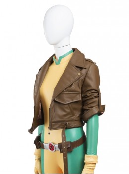 X-Men Rogue Anna Marie Halloween Cosplay Costume Brown Short Jacket