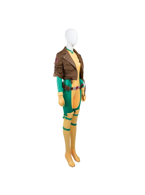 X-Men Rogue Anna Marie Halloween Cosplay Costume Brown Short Jacket