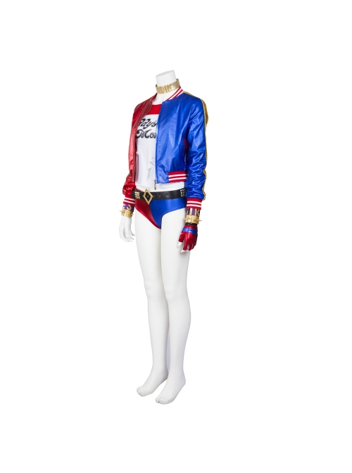 Suicide Squad Harley Quinn Halloween Cosplay Costume Red Blue Baseball Uniform Full Set