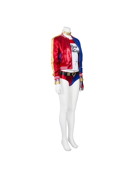 Suicide Squad Harley Quinn Halloween Cosplay Costume Red Blue Baseball Uniform Full Set