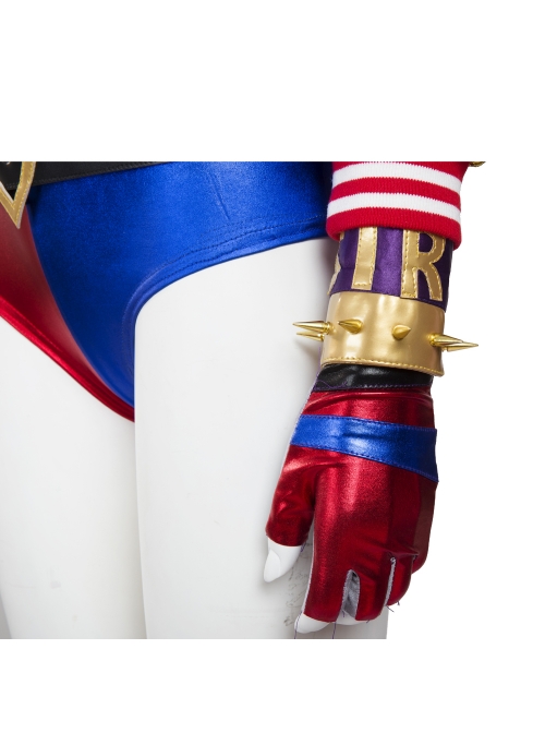 Suicide Squad Harley Quinn Halloween Cosplay Costume Red Blue Baseball Uniform Full Set