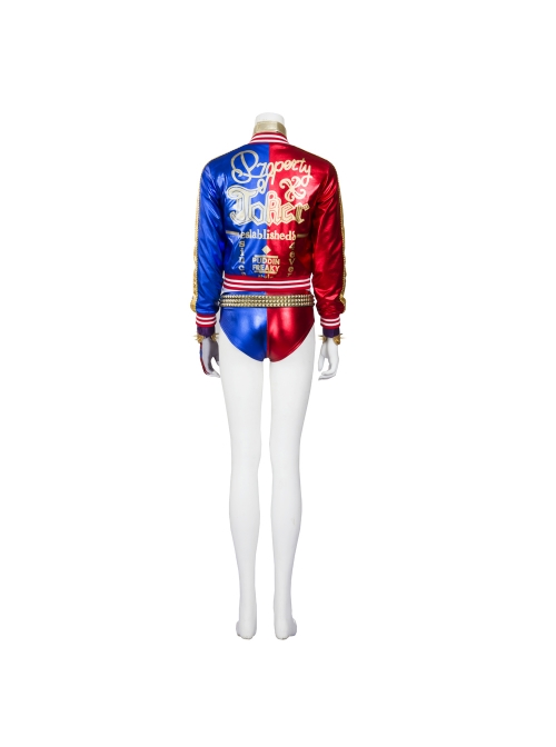 Suicide Squad Harley Quinn Halloween Cosplay Costume Red Blue Baseball Short Jacket