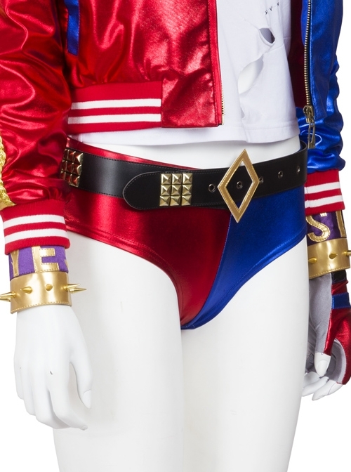 Suicide Squad Harley Quinn Halloween Cosplay Costume Red Blue Shorts