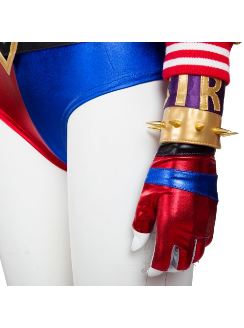 Suicide Squad Harley Quinn Halloween Cosplay Costume Red Blue Shorts