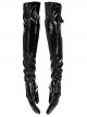 Punk Black Minimalistic Stretch Detachable Chain Patent Leather Warm Gloves