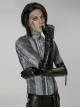 Punk Black Minimalistic Stretch Detachable Chain Patent Leather Warm Gloves
