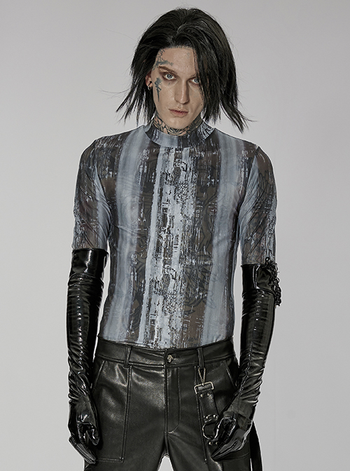 Punk Black Minimalistic Stretch Detachable Chain Patent Leather Warm Gloves