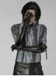Punk Black Minimalistic Stretch Detachable Chain Patent Leather Warm Gloves
