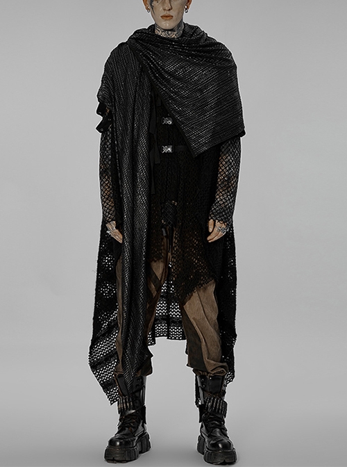Steampunk Doomsday Striped Mesh Black Versatile Scarf Male