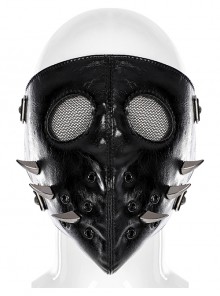 Punk Black Personality Gauze Openwork Rivet Decoration Breathable Adjustable Masks Male