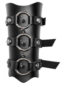 Pu Leather Metal Decoration Adjustable Webbing Half Wrapped Black Punk Wrist Guard Male