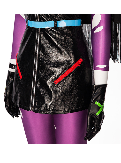 DC Comics Punchline Alexis Kaye Black Leather Vest Suit Halloween Cosplay Costume Black Vest