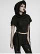 Lace Weave Pigtails Rough Selvedge Hem Black Punk Hooded Short Cloak Female