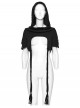 Lace Weave Pigtails Rough Selvedge Hem Black Punk Hooded Short Cloak Female