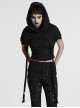 Lace Weave Pigtails Rough Selvedge Hem Black Punk Hooded Short Cloak Female