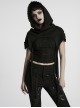 Lace Weave Pigtails Rough Selvedge Hem Black Punk Hooded Short Cloak Female