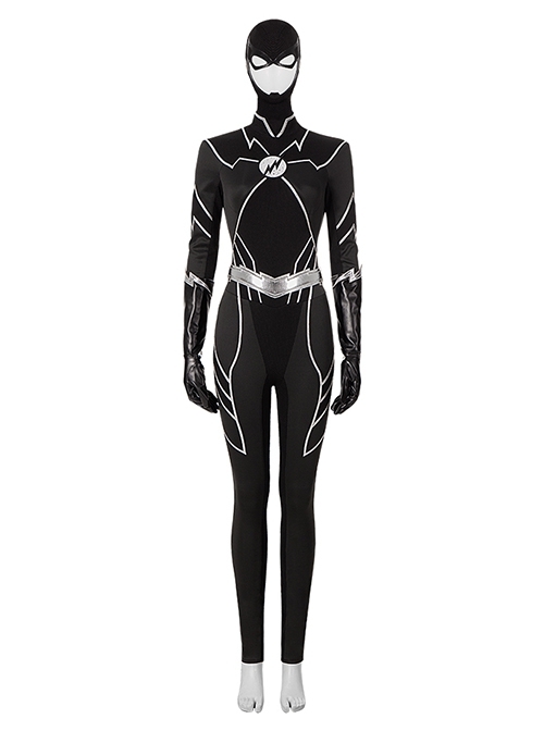 TV Drama The Flash Meena Dhawan Black Battle Suit Halloween Cosplay Costume Set