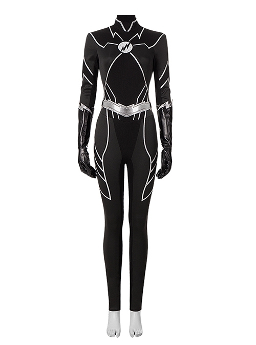 TV Drama The Flash Meena Dhawan Black Battle Suit Halloween Cosplay Costume Black Bodysuit