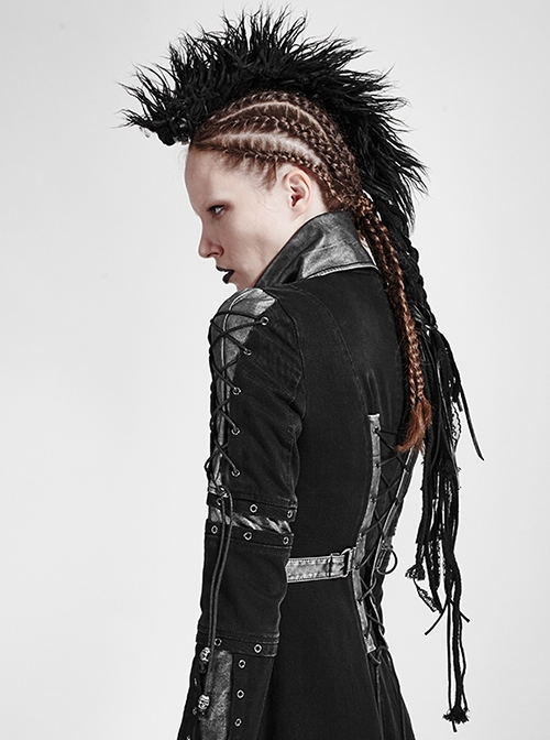 Gothic Wool Lace Strips Black Braided Thick Braids Punk Mohican Headwear