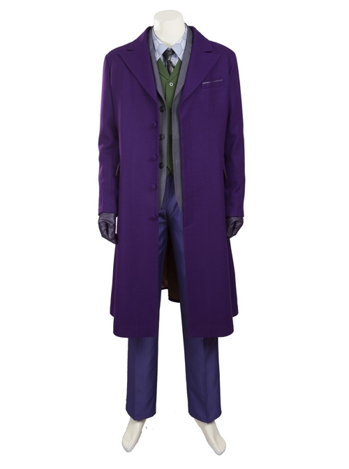 Batman The Dark Knight The Joker Halloween Cosplay Costume Purple Woolen Long Coat Set