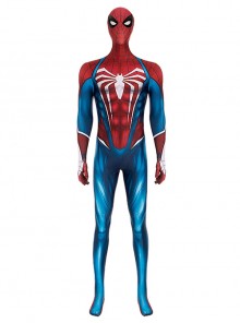 Game Marvel Spider-Man 2 Peter Parker Battle Suit Halloween Cosplay Costume Blue Red Bodysuit