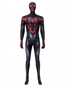 Game Marvel Spider-Man 2 Miles Morales Battle Suit Halloween Cosplay Costume Black Red Bodysuit Set