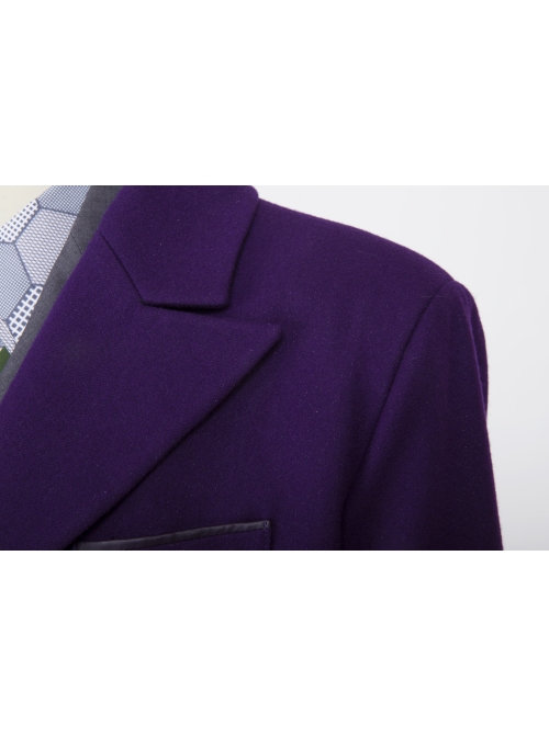 Batman The Dark Knight The Joker Halloween Cosplay Costume Purple Woolen Long Coat