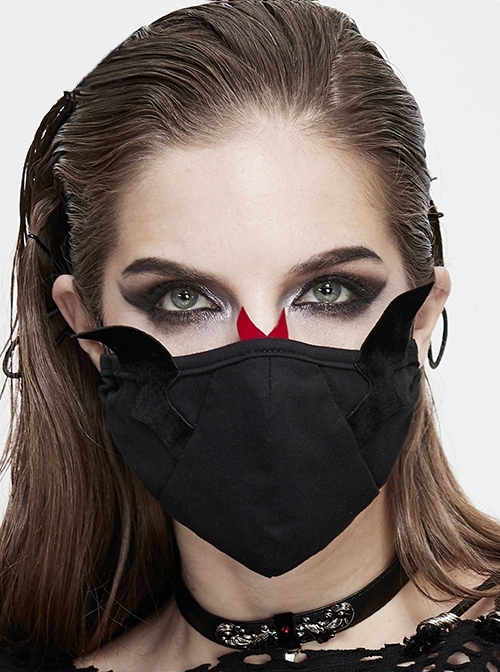 Punk Black Little Devil Horns Little Devil Wings Decorative Adjustable Mask