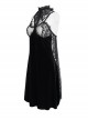 Black Turtleneck Perspective Lace Slit Velvet Sexy Gothic Dresses Female