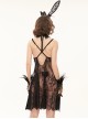 Black Turtleneck Perspective Lace Slit Velvet Sexy Gothic Dresses Female