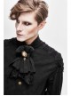 Black Gothic Fringe Jacquard Cotton Linen Lace Hem Bow Tie