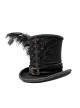 Black Gothic Red Glass Diamonds Decoration Lace Ribbon Felted Wool Feather Top Hats