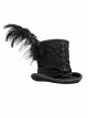 Black Gothic Red Glass Diamonds Decoration Lace Ribbon Felted Wool Feather Top Hats