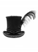 Black Gothic Red Glass Diamonds Decoration Lace Ribbon Felted Wool Feather Top Hats