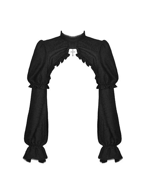 Lolita Cross Pendant Black Gothic Princess Long Sleeve Jacquard Shawl